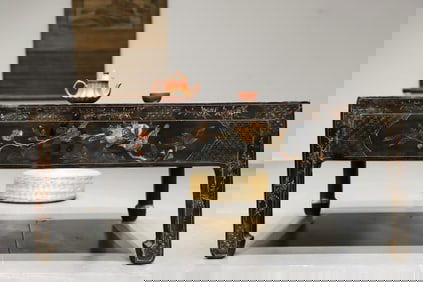 Lacquerware Gold Drawing Landscape and Character Story Pattern Table
