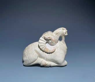 Jade Chinck Bone White Carved Ram Shape Ornament