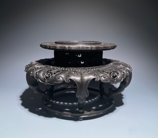 Red Sandalwood Carved Flower Pattern Base