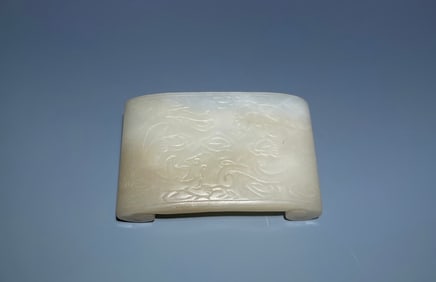 Jade Carved Chi Dragon Pattern Arm Rest