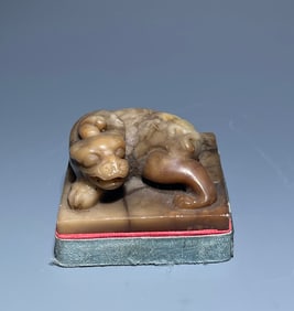 Shoushan Carved Chi Dragon Shape Stone Seal