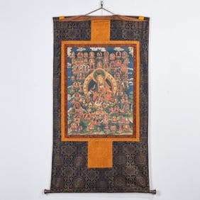 Colour Painted Padmasambhava Pattern Tangka
