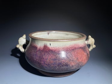 Lujun Ware Porcelain Double Ears Incense Burner