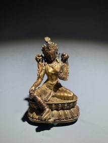 Gilt Bronze Green Tara Figure