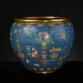 Bronze Cloisonne Carved Flower Pattern Pot