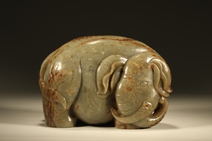 Jade Carved Elephant Ornament