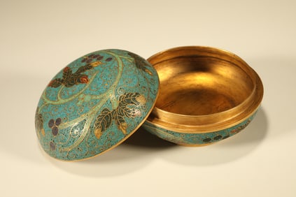 Bronze Cloisonne Carved Flower Pattern Lid Box