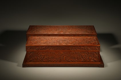Huanghuali Wood Carved Cloud and Dragon Pattern Box