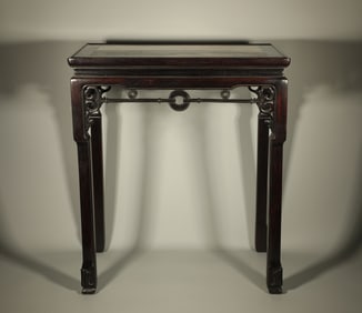Red Sandalwood Inlaid Marble Chair
