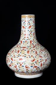 Famille Rose Cloud and Bat Pattern Porcelain Vase