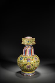 Famille Rose Flower and Eight Treasure Pattern Porcelain Vase