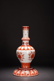 Orange Draw Flower Pattern Porcelain Vase