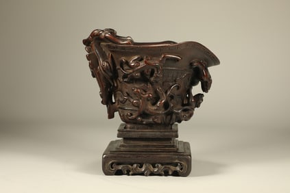 Agarwood Carved Dragon Cup