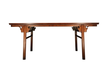 Huanghuali Wood Carved Reishi Mushroom Pattern Table