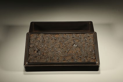 Red Sandalwood Carved Cloud and Dragon Pattern Box
