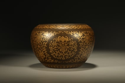 Tea Glazed Gold Drawing Flower Pattern Porcelain Washer
