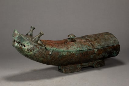 Chinese Bronze Carved Beast Face Pattern Beast Shape Figure