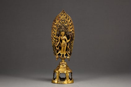 Gilt Bronze Carved GuanYin Figure