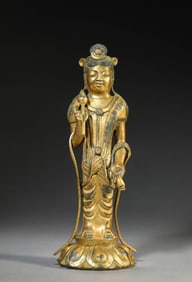 A Gilt-Bronze Standing Guanyin