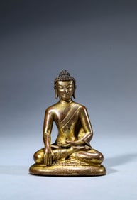 A Tibetan Guge-Style Alloy Copper Gilt Shakyamuni Buddha