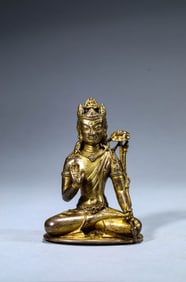 A Tibetan Guge-Style Alloy Copper Gilt Padmapani Avalokiteshvara