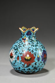 A Cloisonné Enamel 'Interlocking Lotus' Pomegranate-Form Zun