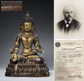 A Lacquered and Gilt Bronze Buddhist Figure