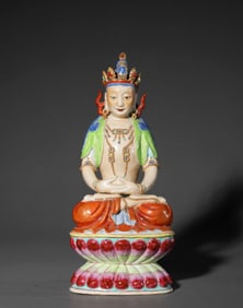 A Famille-Rose Amitayus Buddha
