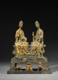 A Gilt-Bronze Shakyamuni and Prabhutaratna Seated Figure