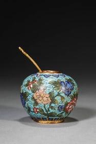 A Cloisonné Enamel 'Floral with Poem' Water Dropper