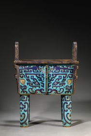 A Cloisonné Enamel 'Taotie' Ding
