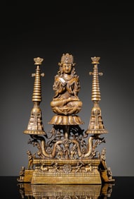 A Swat-Style Alloy Copper Maitreya Inlaid with Silver