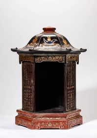 A Wood and Gold-Inlaid Buddhist Shrine