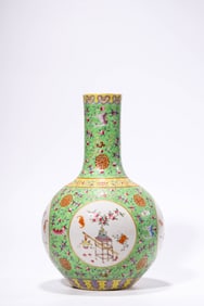 A Famille-Rose 'Reserved Panel Shou Characters' Globular Vase