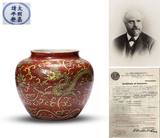 An Iron-Red and Yellow-Ground 'Dragon' Jar