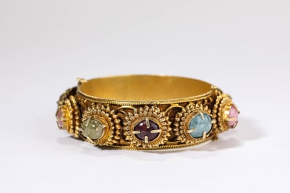 A Silver-Gilt and Gem-Set Bracelet