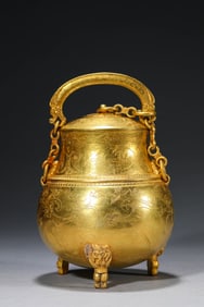A Silver 'Auspicious Beasts' Covered Jar