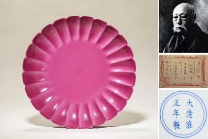 A Carmine-Glazed 'Chrysanthemum Petal' Dish