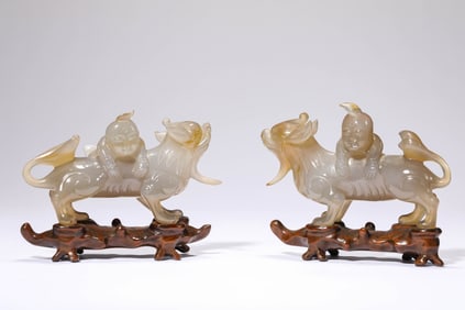 A Group of Agate 'Children at Play' Ornaments