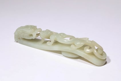 A Jade Carved 'Chilong' Belt Hook