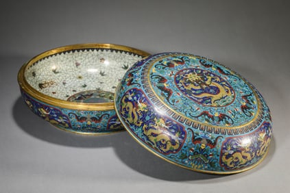 A Cloisonné Enamel 'Dragon' Covered Box