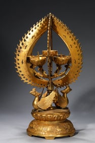 A Gilt-Bronze Lamp Stand