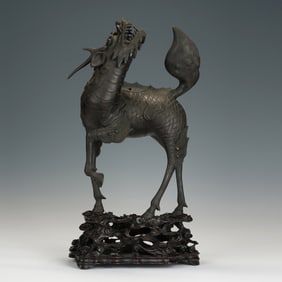 Bronze Carved Kirin Shape Incense Burner