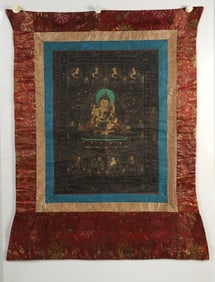 Colour Painted Four Armed GuanYin Pattern Tangka