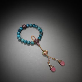 Blue Gem Stone Eighteen Praying Bead Bracelet