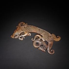 Jade Carved Dragon Shape Bi