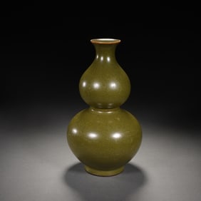 Tea Glazed Porcelain Gourd Shape Vase