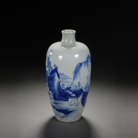 Blue and White Landscape Pattern Porcelain Vase