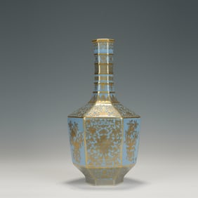 Light Grey Glazed Gold Drawing Flower Pattern Porcelain Vase