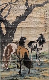 Chinese Drawing Horse Painting,Xu Beihong Mark